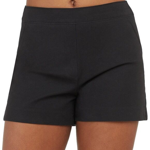 SPANX Polished Stretch Cotton Shorts Black Women's size LARGE - Picture 1 of 12